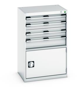 Bott Drawer Cabinets 525 Depth with 650mm wide full extension drawers Bott Cubio 4 Drawer,1 Door Cabinet 650W x 525D x 1000mmH